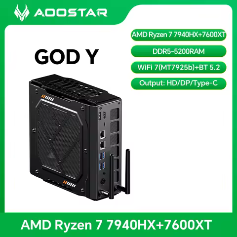 Aoostar Ryzen 9 7940HX RX 7600XT Gaming Mini PC, 64GB DDR5, 8TB PCIe 5.0, WiFi 7, BT 5.2, Dual USB4, 2.5G LAN Desktop Computer
