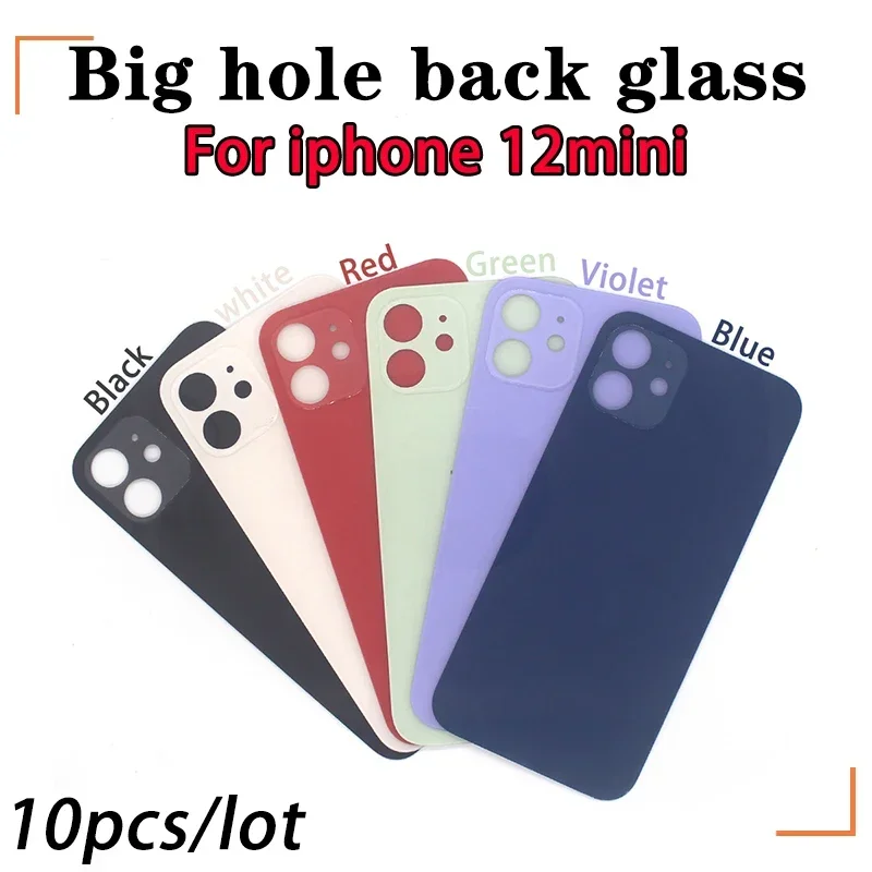10pcs/Lot For iPhone 12 Pro Max Back Glass For iphone 12 mini Battery Cover Original Colour Back shell big hole rear glass image 3