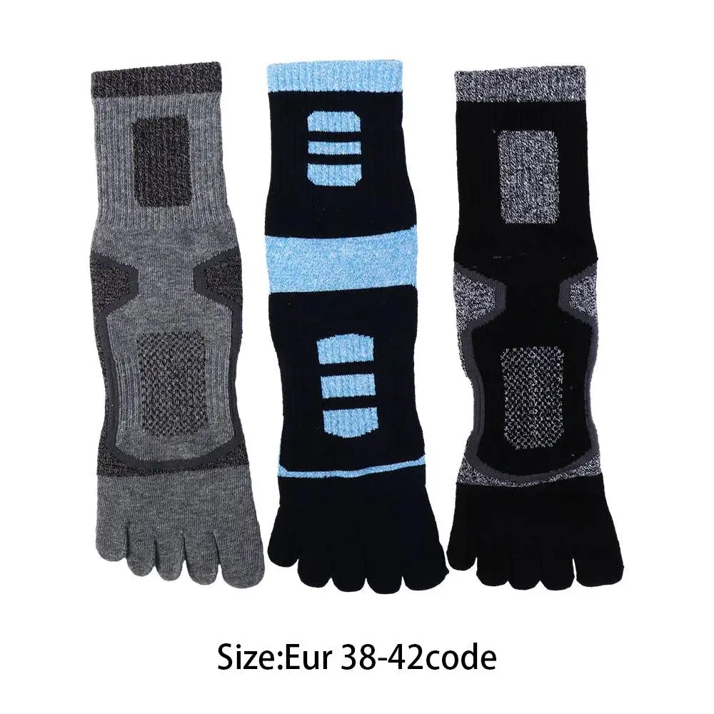 Soft Warm Split-toed Socks Thick Trendy Fashion Sport Patchwork Color Five Finger Socks Middle Tube Hosiery Cotton Man Socks