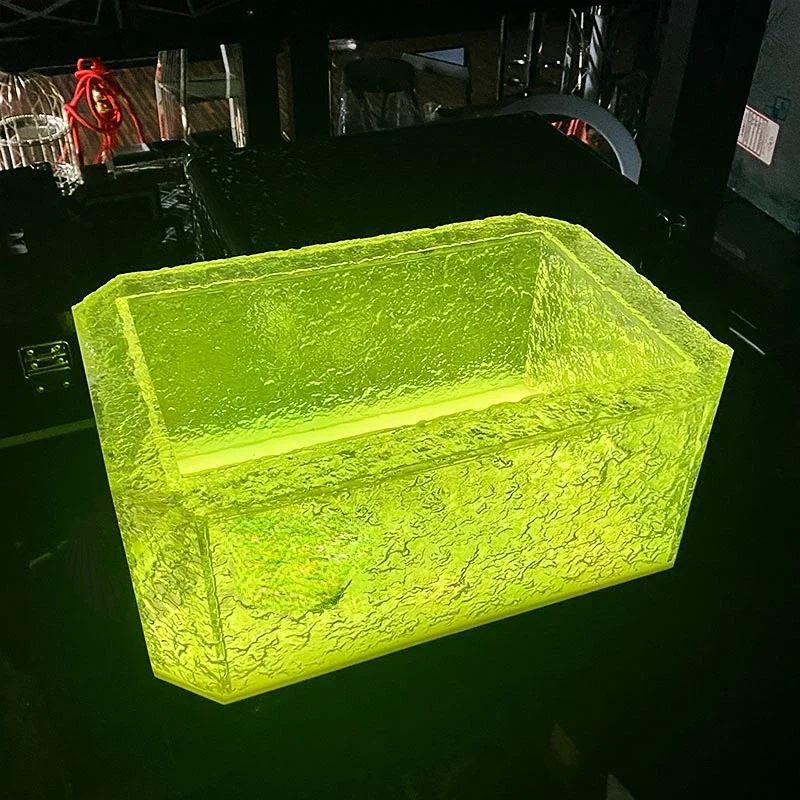 new Led Rechargeable Luminous Ice Bucket Ice Pattern KTV High-End Champagne Bucket Bar Night Club Dedicated Beer Barrel Wine Box