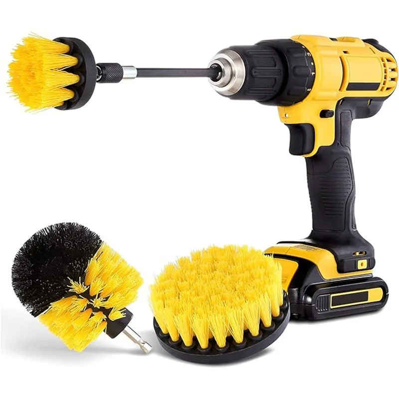 Electric Scrubber Brush Drill Set Brush Kit Power Drills Scrubber Brush For Carpet Glass Car Tires Nylon Brushes 2/3.5/4\'\'