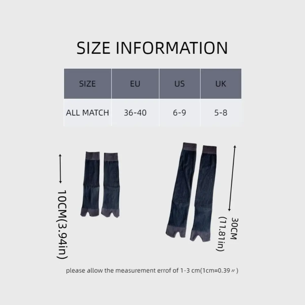 2Pairs Atmungsaktive Süße JK Zwei Zehen Socken Streifen Dünne Knie Hohe Socken Strumpfwaren Baumwolle Mid-kalb Socken Frauen