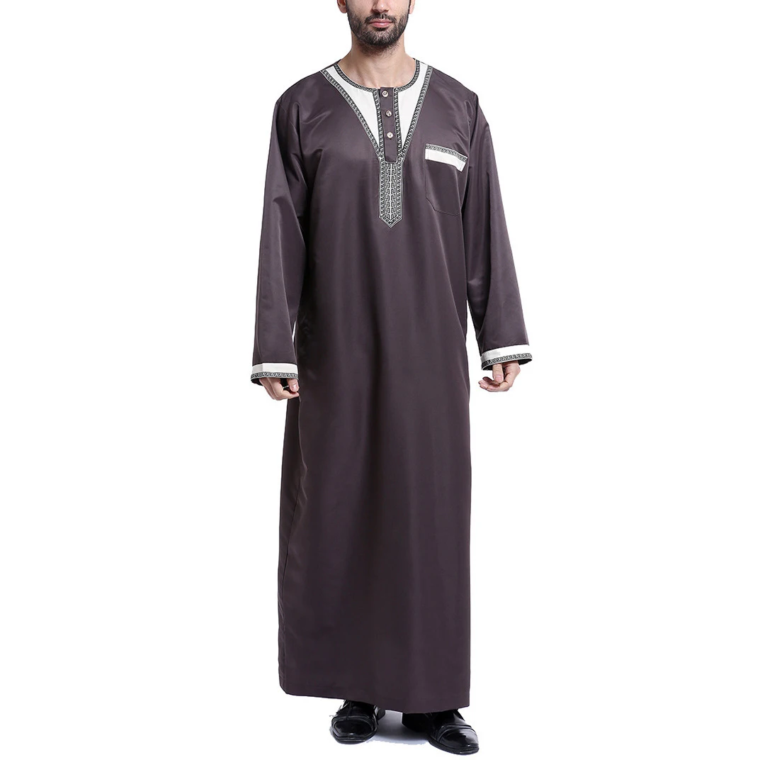 وصل حديثًا لعام 2026 فستان طويل دبي للرجال رداء قفطان متين يسمح بمرور الهواء عباية إسلامية عرقية مغربية للرجال