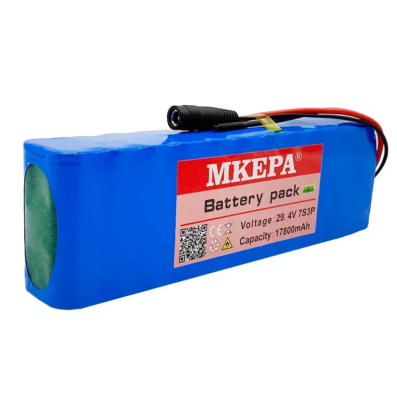 7S3P 29.4V 17.8Ah Li-ion Battery Pack with 20A Balanced BMS for Electric Bicycle Scooter Power Wheelchair +2A Charger