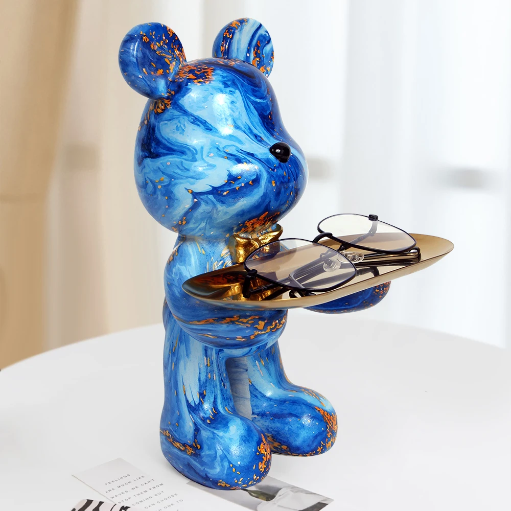 House Decoration Colorful Bear Sculptures Figure Ornaments Nordic Office Table Modern Art Resin Decor Cute Statue