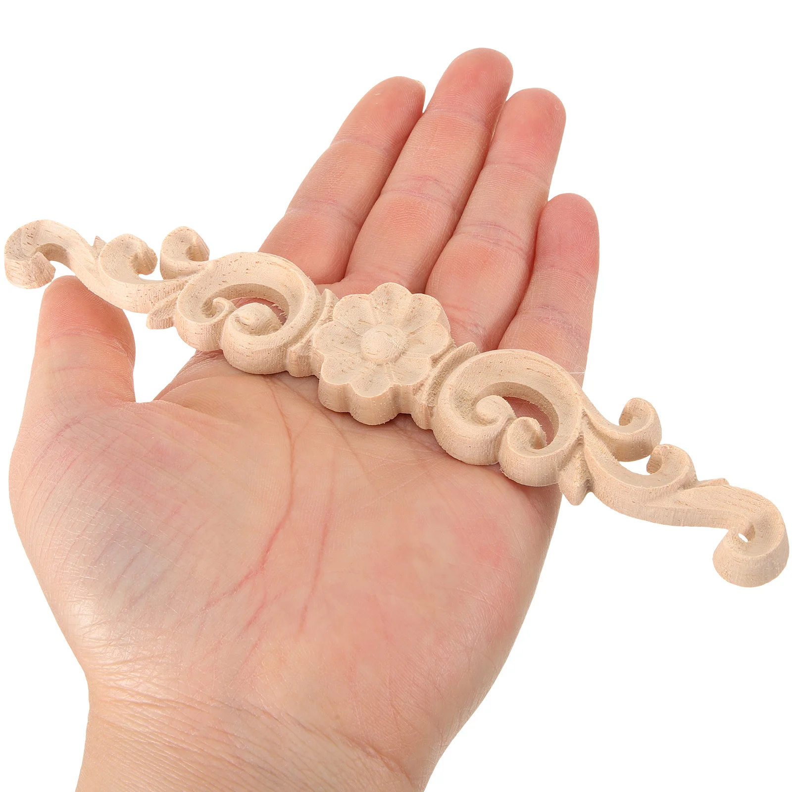 

2pcs Solid Onlay Applique For Door Head Carved Wall Cabinet Trim Unpainted Wood Inlay Decor Furniture Renovation Craft Sewing