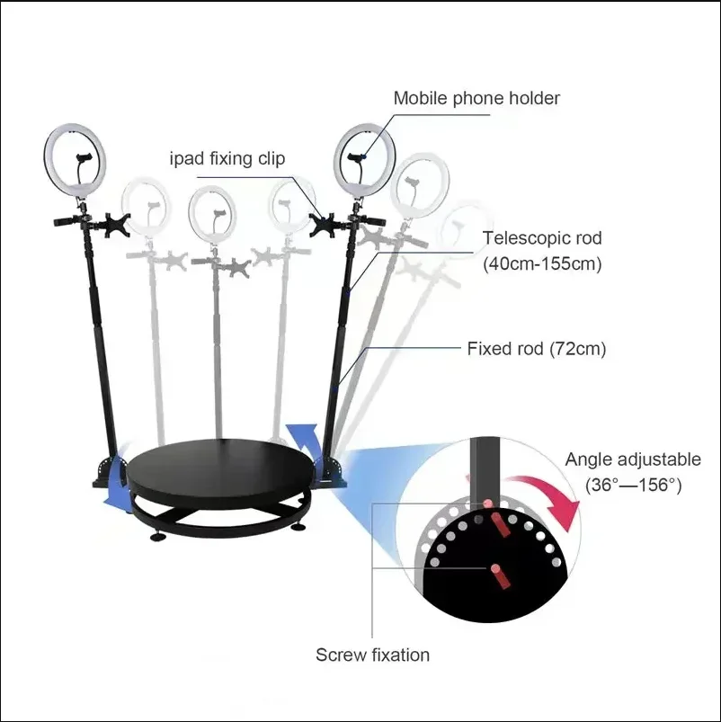 80 100 115 Cm Party Slow Rotating Spinning Camera 360 Degree Photo Booth Photobooth Automatic Video 360 Photo Booth