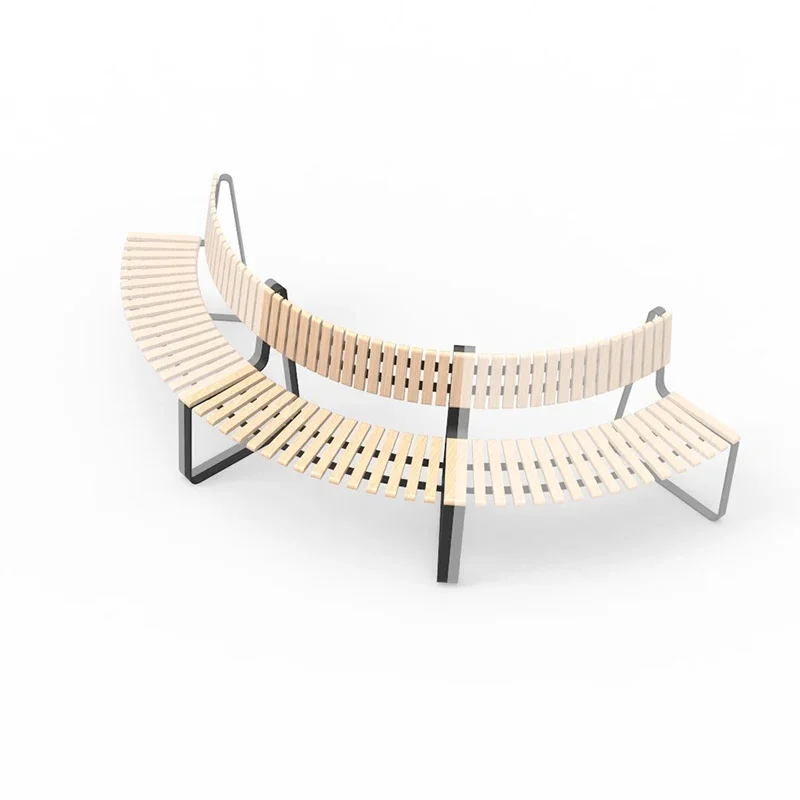 Outdoor Chair Creative Park Landscape Shopping Mall Meichen Leisure Chair Anti-corrosion wooden arc bench