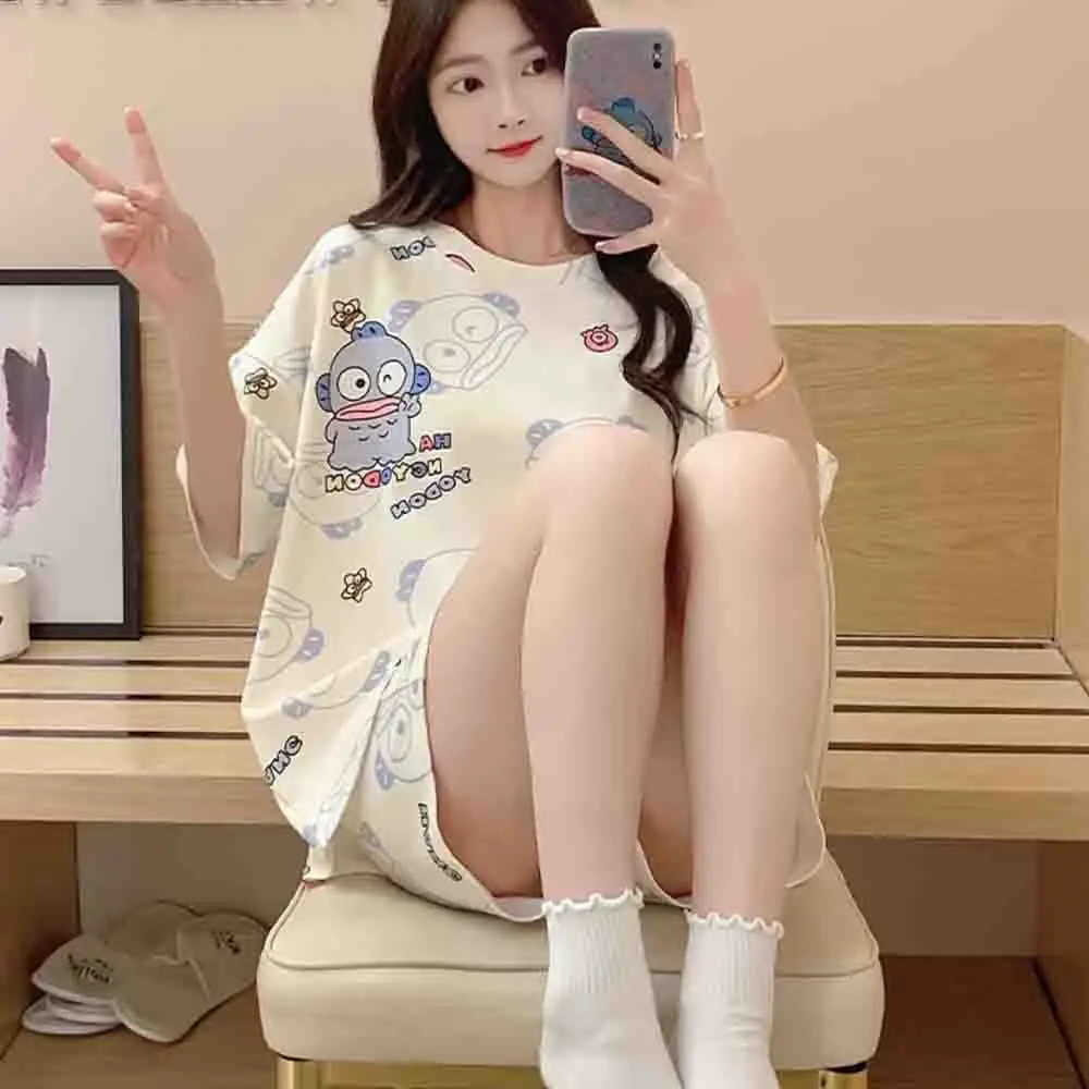 

Sanrio Hangyodon 2-Piece Set of Kawaii Pajamas Y2K Shorts Short Sleeved Summer Pajamas Cartoon Soft and Comfortable Home Wear