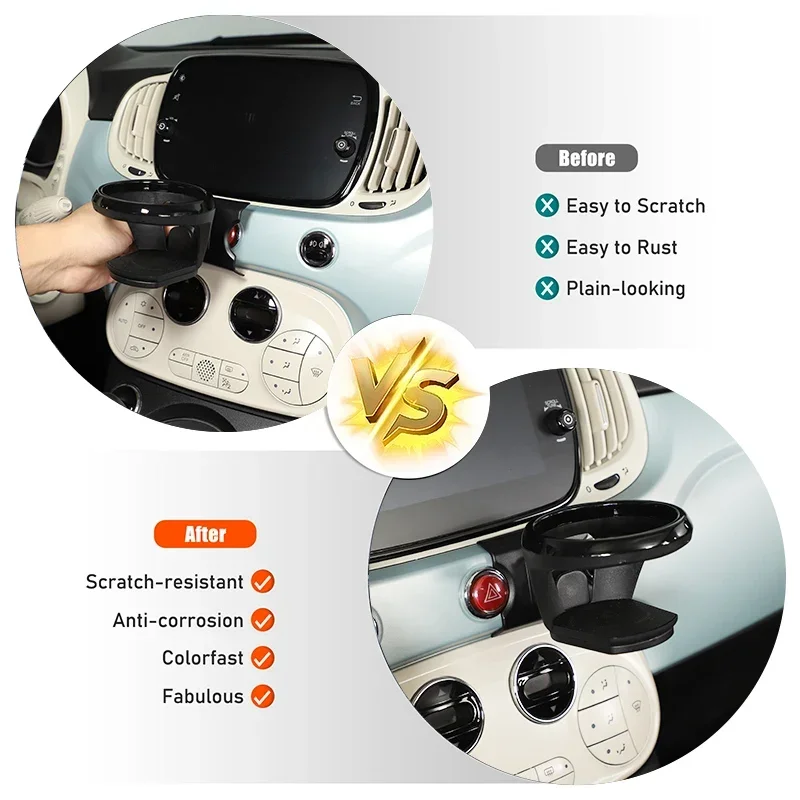 

For Fiat 500 2016-2024 Car Accessories Car Cup Holder Mobile Phone Holder Multi functional GPS Navigation Holder