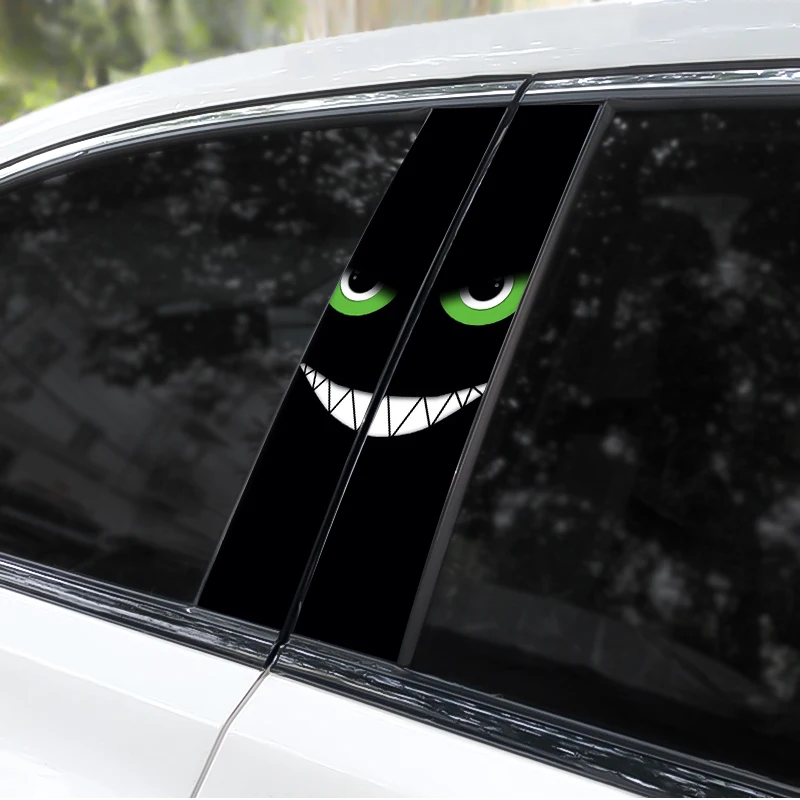2 قطعة ملصقات السيارات العين باب السيارة عمود ملصقات مقاوم للماء الفينيل ملصقات مضحك سيارة ملصقات ذاتية اللصق ذاتية الصنع
