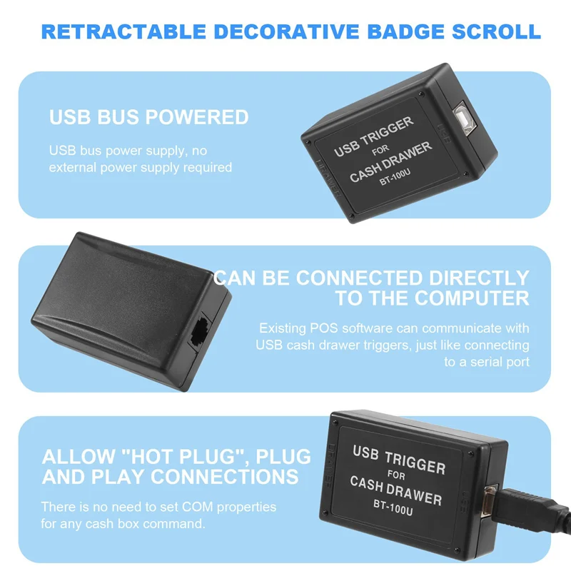AT53 5X BT-100U Cash Drawer Driver Trigger With USB Interface Drawer Trigger