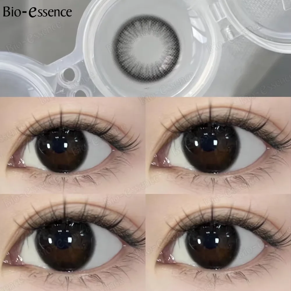 Bio-essência 1 par de lentes naturais lentes coreanas lentes de contato coloridas lentes naturais pretas lentes pretas lentes grandes