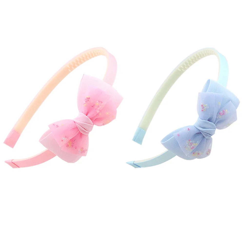 Girls Bowknot Hair Accessory Cloth Covered Hairbands Handmade Kids Headwear For Children Solid Hair Band DIY Headband Head Hoop