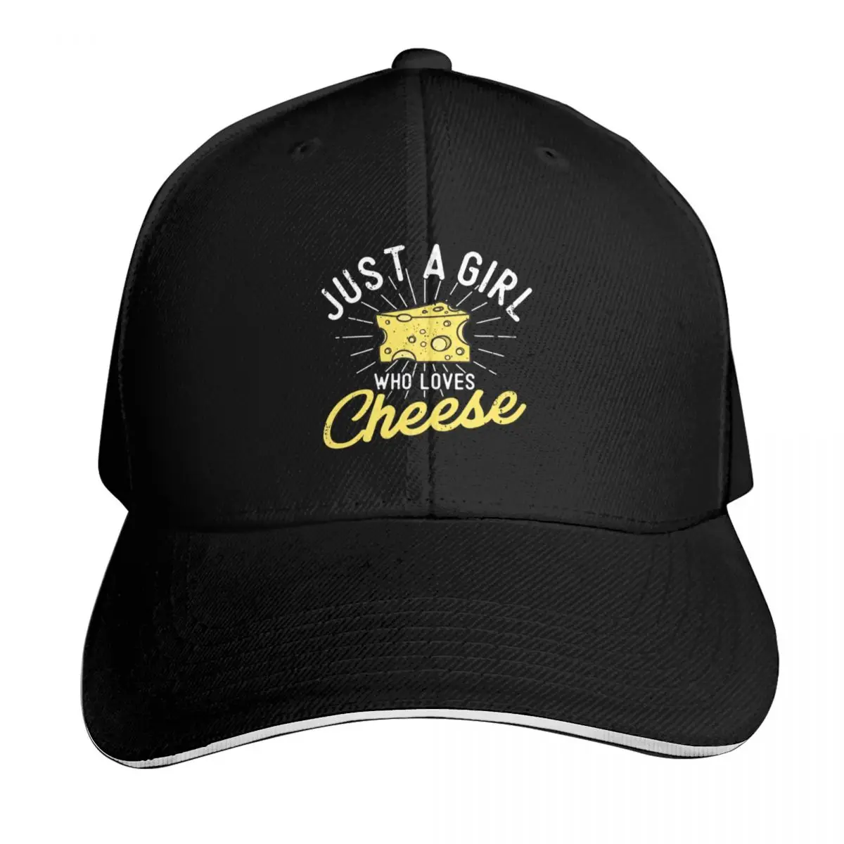 

Cheese Girl Funny Cheddar Swiss cheese Lover Food Humor Gift Baseball Cap derby hat dad hat Caps Women Men's