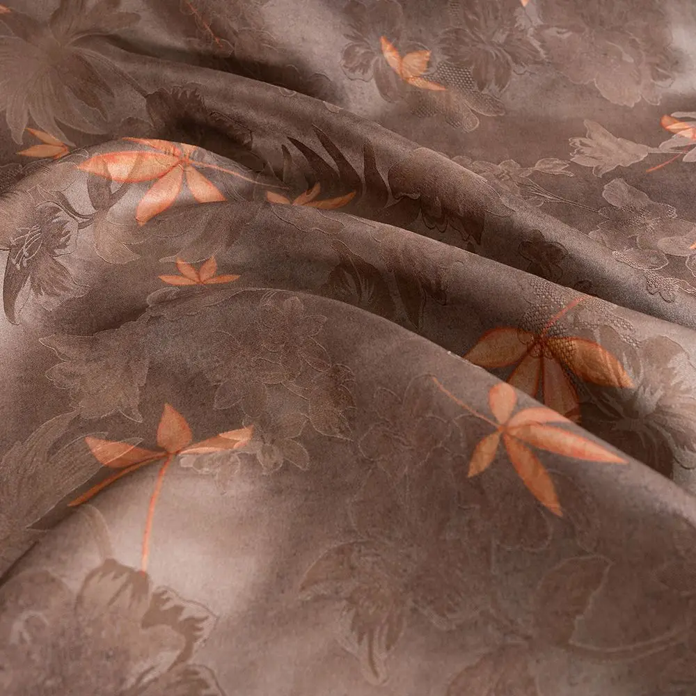 High Quality Real Silk 50momme Traditional Chinese Style Printed Soteil Xiangyun Yarn Shunde Buttercup Cloth