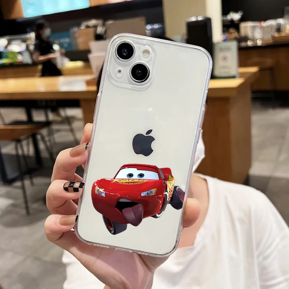 Cars L-Lightning M-McQueen Phone Case For Iphone 15 11 13 14 Pro Max 7 8 Plus X Xr Xs Max Se2020 12mini Transparent Cover