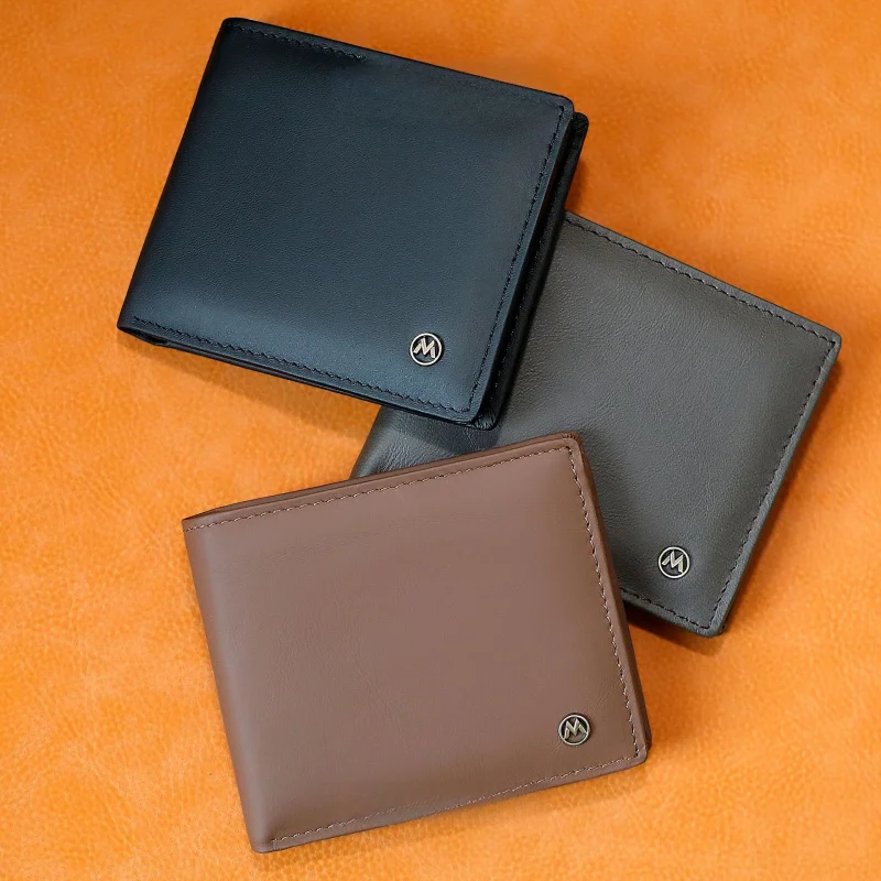 Premium Genuine Leather wallet for men Business slim RFID blocking multi-card holder dollar bill organizer