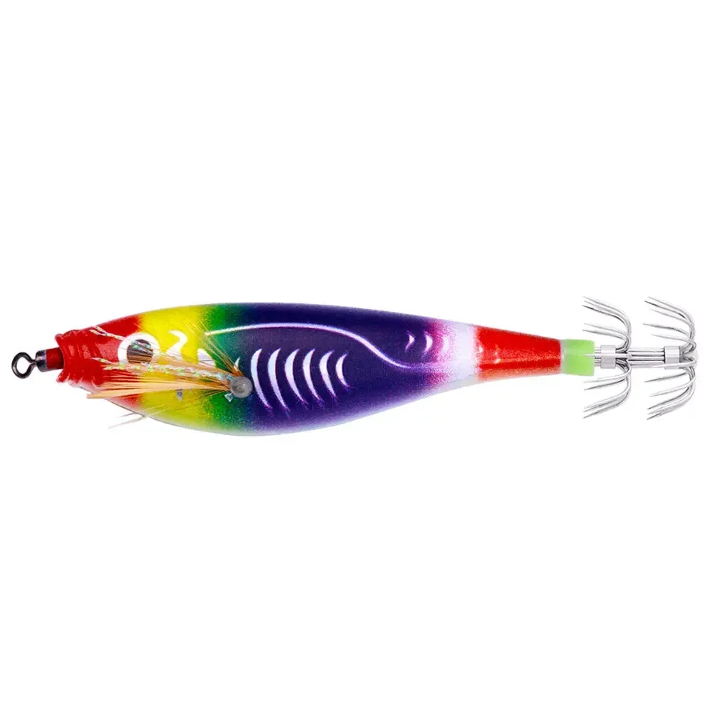 BRAVMACK 7er-Pack Garnelenköder, Angelköder mit Jigkopf, Tintenfisch-Jigköder, Leuchtender Schwanz, Salzwasser-Holz-Garnelenköder, Laser-Jig – Detail 3