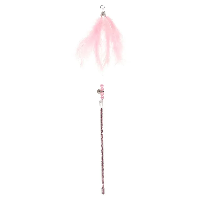 Suministros para mascotas, juguetes para gatos, palitos para burlas para gatos, campanas para juego propio, palitos de hadas, plumas, palo largo