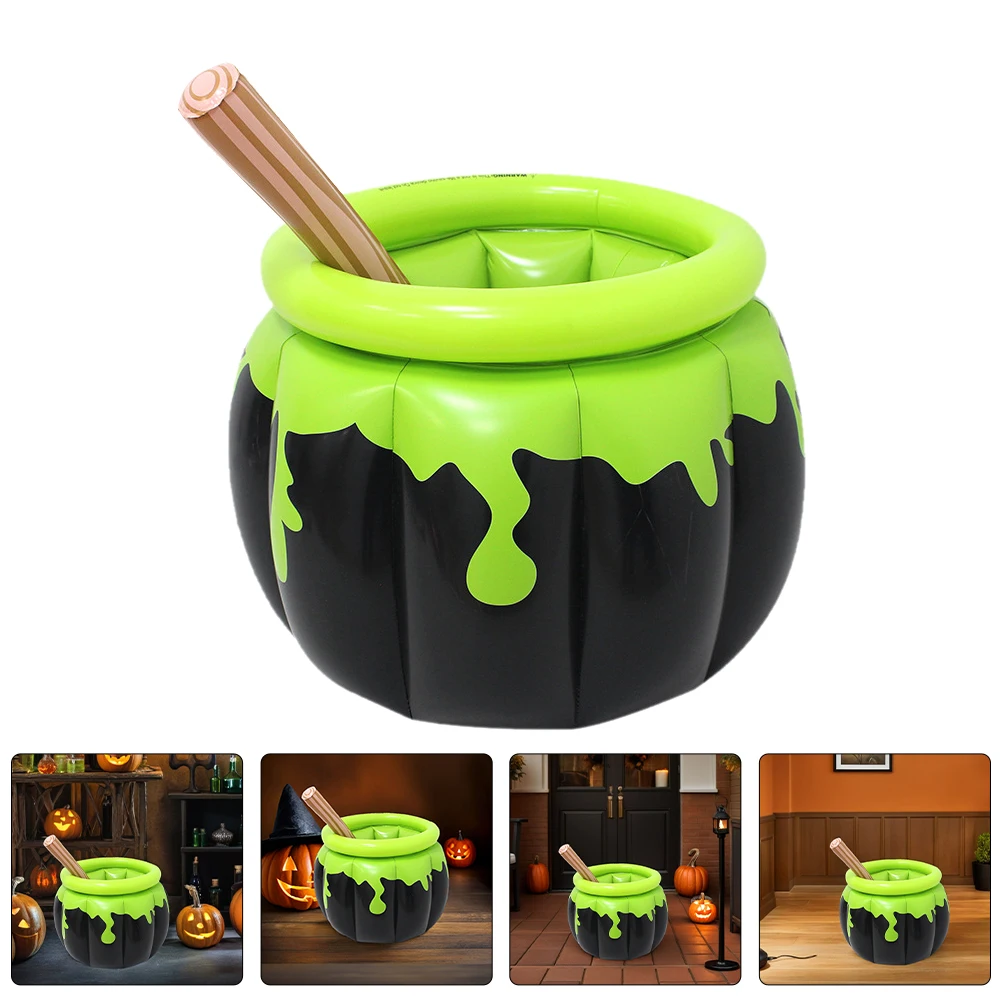 

Halloween Inflatable Cauldron Drink Cooler Portable Ice Bucket for Picnic Inflatable Cooling Furnace