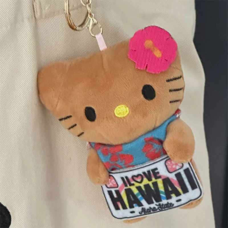 

Sanrio Kawaii Black Kittys Plush Keychain Hawaii Hellos Kittys Keychains Cute Girl Room Decor Holiday Gifts Toys For Girls