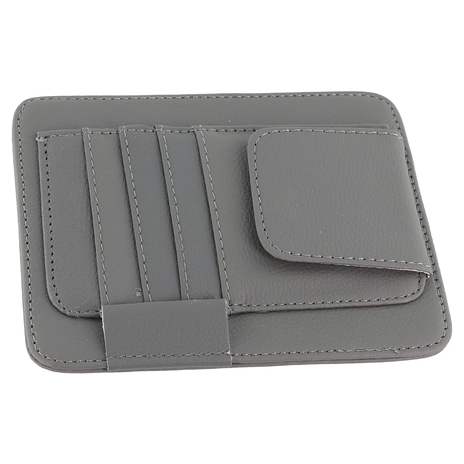 

PU Leather Car Visor Organizer with Sunglasses Holder and Multi Card Slots Spacious Storage Pocket for Phone Wallet and Cords