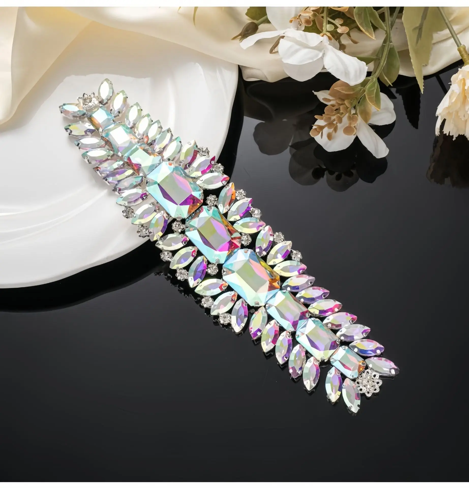 5 Stück Strass-Dekoration Kristall-Diamant-Accessoires DIY Handwerk Hochzeit Abendkleid Strass-Dekoration Nähzubehör – Detail 6