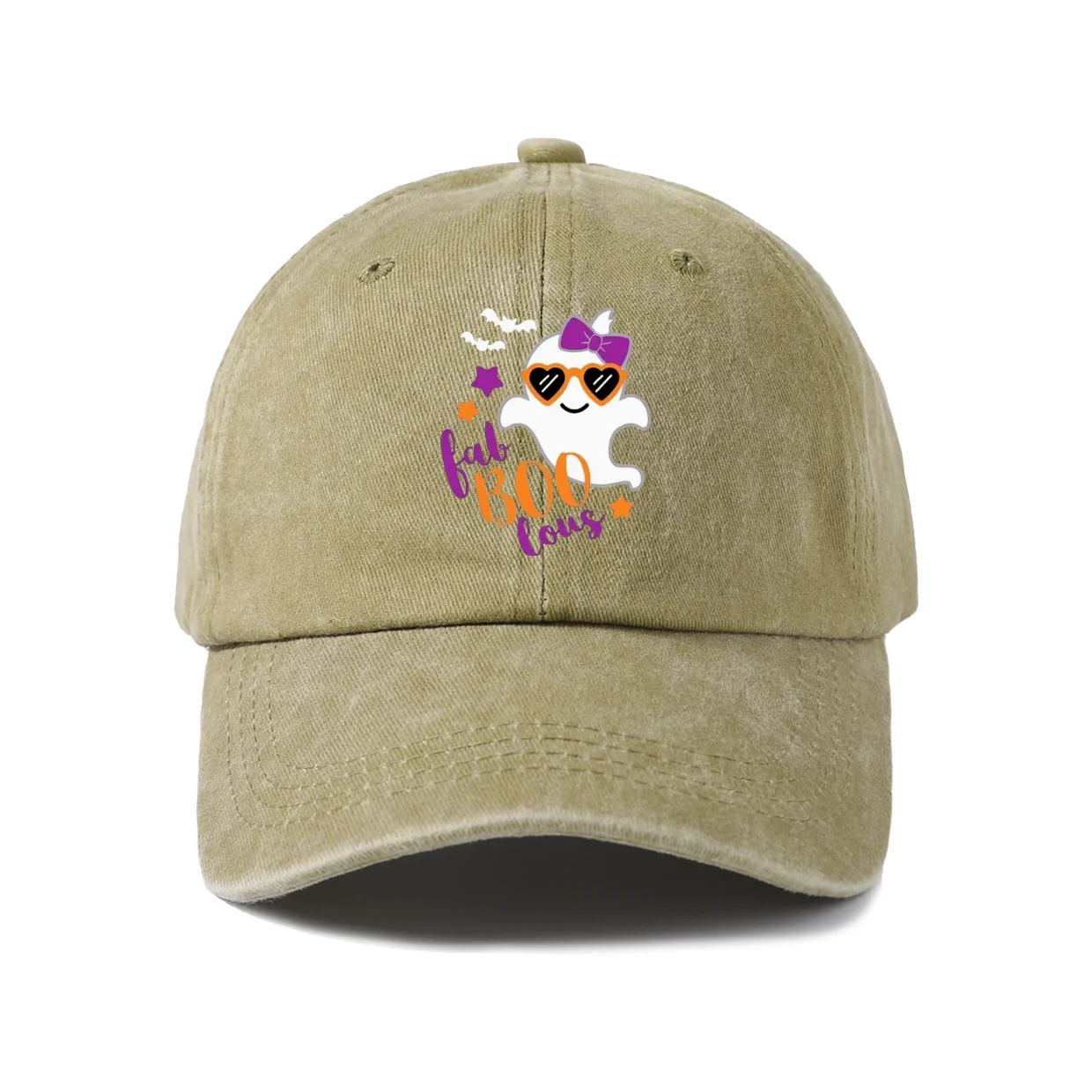 Cowboy Ghost Boo Graphic Baseball Cap, Vintage Washed Adjustable Unisex Dad Hat, Streetwear Gift