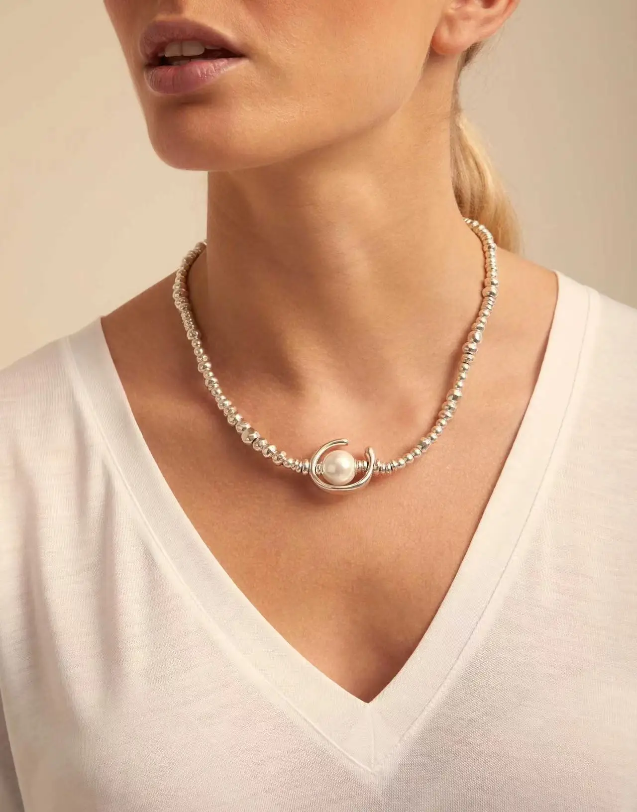 

Memnon Alloy Bead Necklace, Silver Clasp, With Logo, Wholesale, New 2021, European Fashion Gift