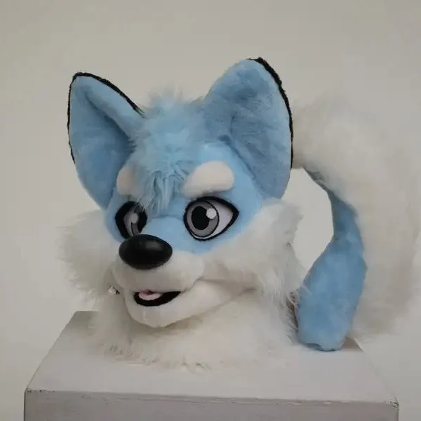 Blue Husky Dog Fursuit Head Tail for Adults Cartoon Mascot Costume Accessories Halloween Christmas Carnival Fancy Party Props