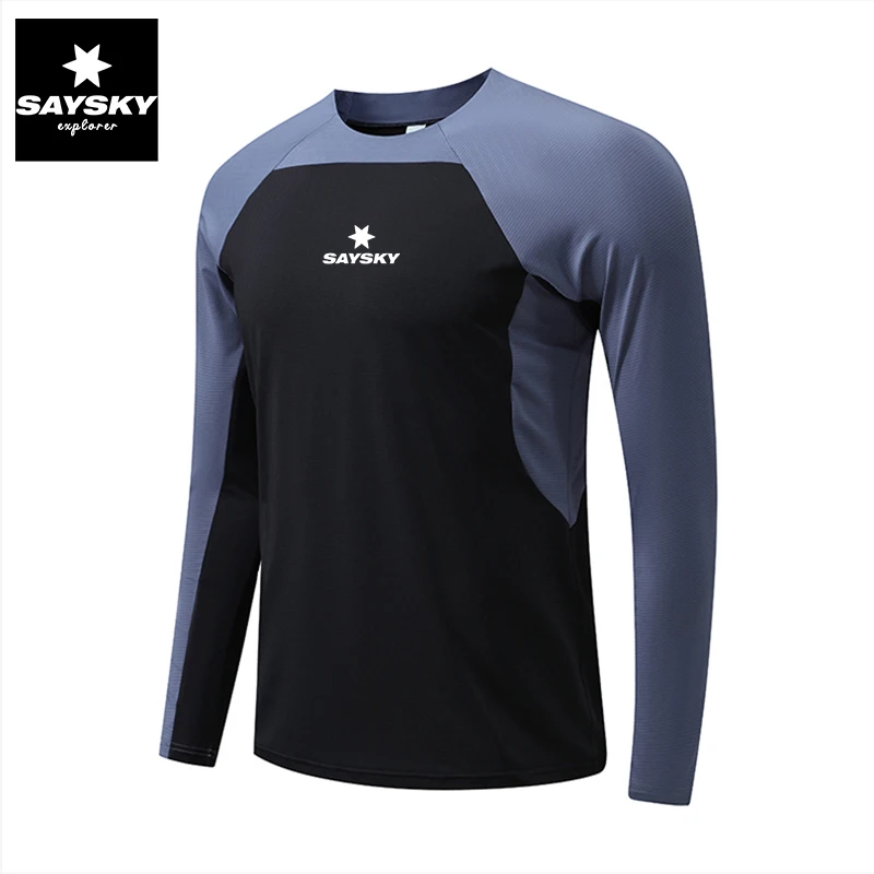 

Мужская футболка с длинным рукавом для активного отдыха, бега и марафона, быстросохнущая, дышащая, с цветными блоками, для фитнеса