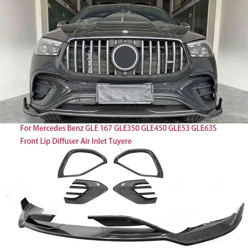

For Mercedes Benz GLE167 GLE350 GLE450 GLE53 GLE63S 2024 2025 2026 Front Lip Diffuser Air Inlet Tuyere Carbon Fiber Body Kits