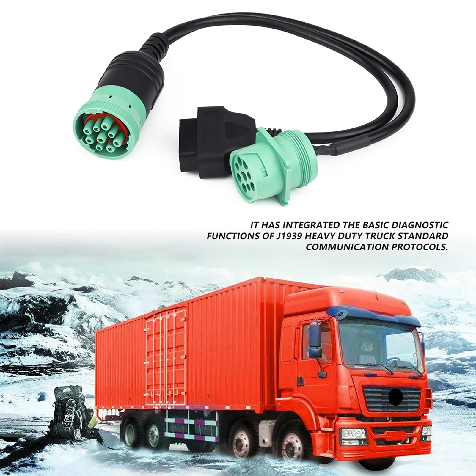 

9 Pin To OBD2 Interface Truck Y Cable Adapter OBDII Y Splitter Truck 16Pin Male To Female J1939