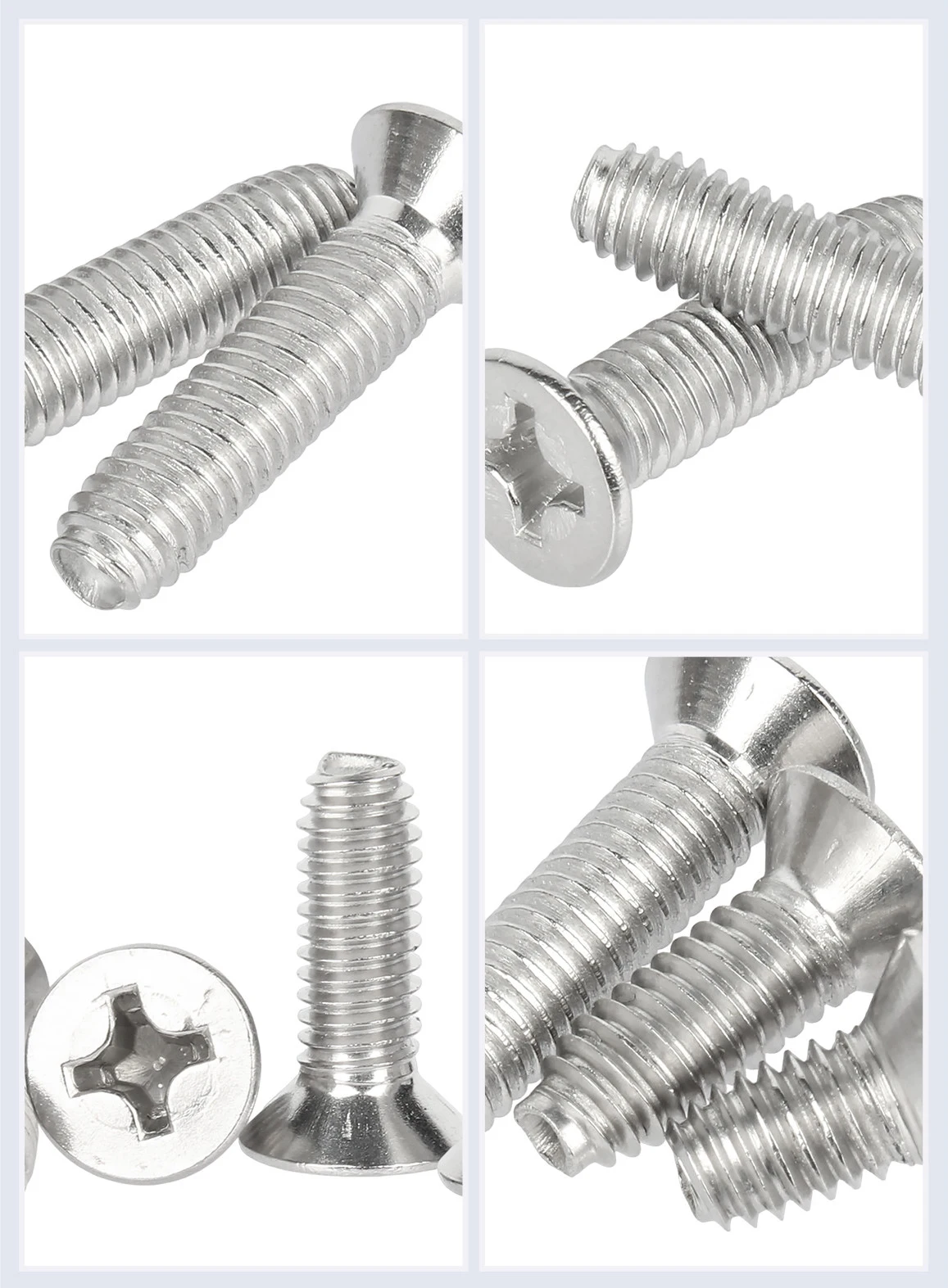A2-70 304 Stainless Steel Phillips Countersunk Trilobular Thread Forming Screws M3 M4 M5 M6 for Cabinet Electronics DIY Repair