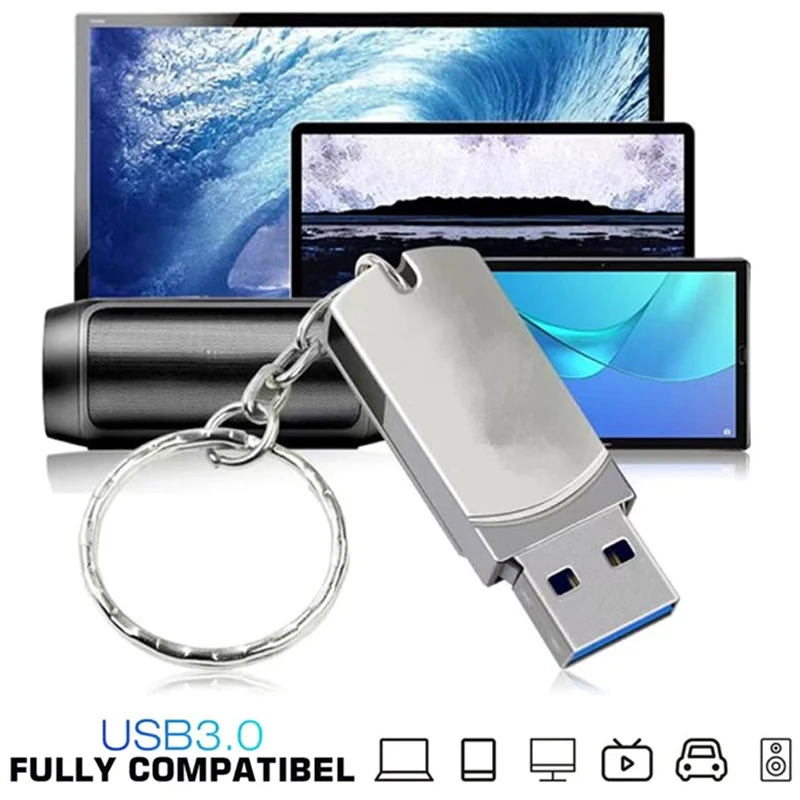 Rotatable USB 3.0 Flash Drive 1/2TB High Speed Drive Memory Stick Metal Key Ring Pendrive With Keychain