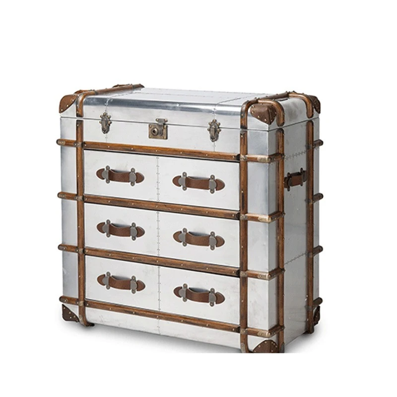 

American industrial style bucket cabinet, living room, bedroom, storage cabinet, aluminum leather creative bar cabinet