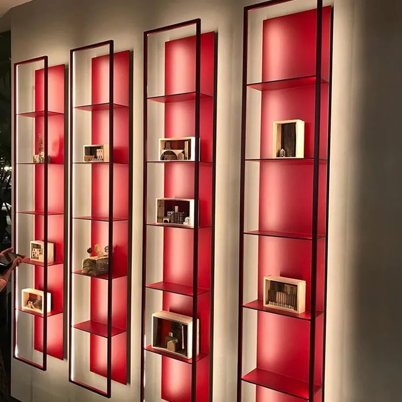 

Luminous wall shelf laminate living room creative simplicity modern wrought iron wall hanging wall metal word baffle