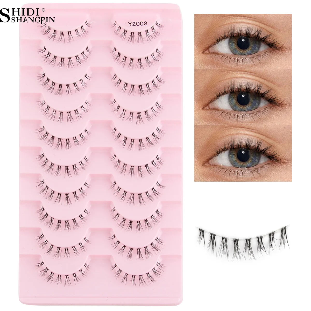 Falsche Wimpern, 3/10 Paar, 3D-Nerz, flauschig, natürlicher Look, künstliche Wimpernverlängerungen, transparentes Band für Cosplay, Faux Cils, Make-up, Hotselling