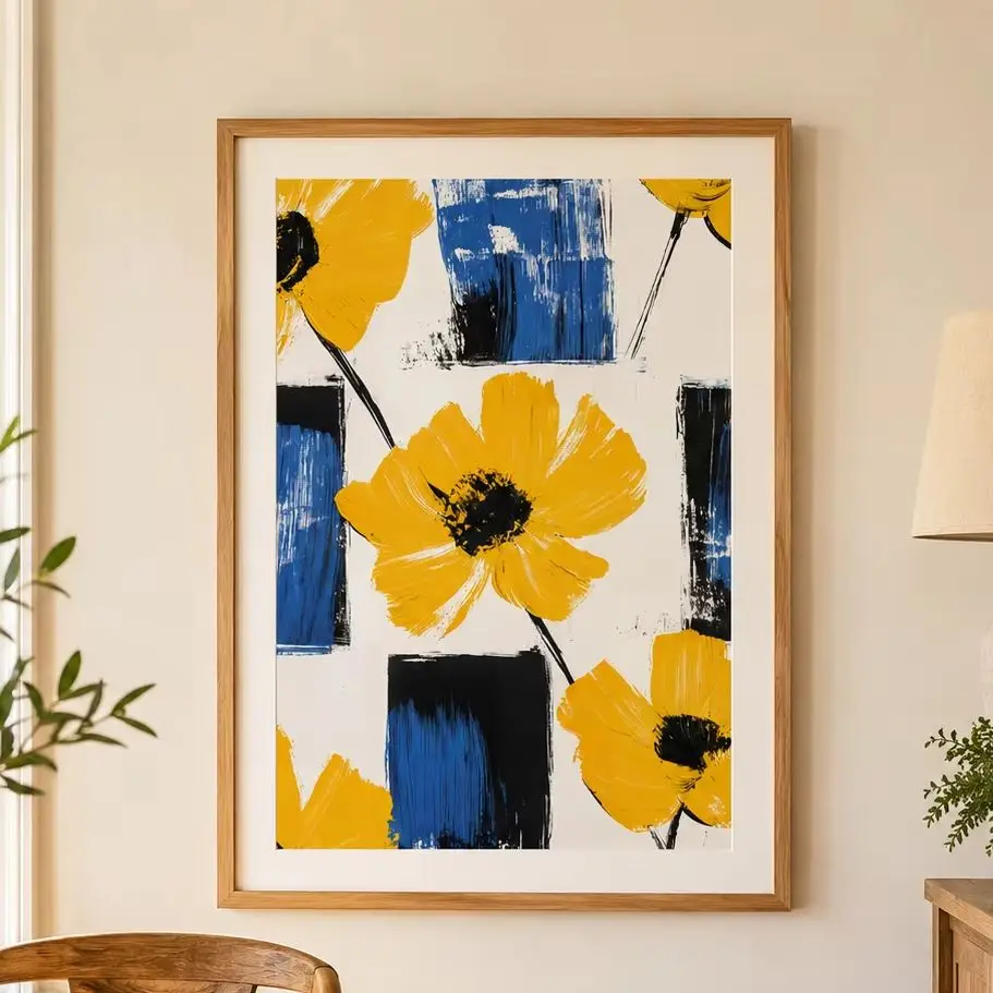Blossom Burst Poster,Canvas Wall Print,Modern Art Illustration,High‑Grade Home Decoration Artwork for Bedroom,Living Room,Office