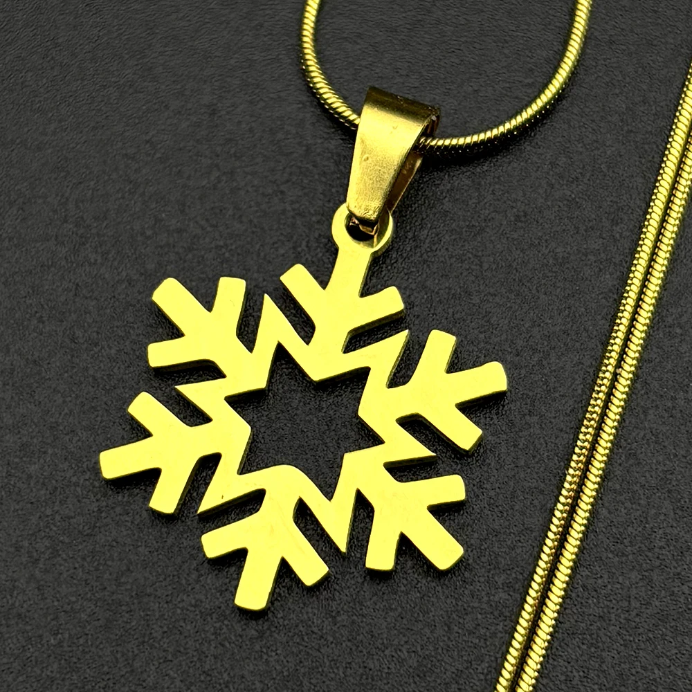 Charmante Schneeflocken-Modehalskette für Damen und Herren, Edelstahl, silberfarben, geometrische Symmetrie, mathematische Kunst, Kette, Schmuck, Geschenke – Detail 4