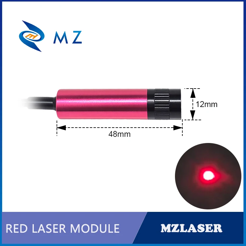 New Adjustable Focusing Red Dot Laser Diode Module 635nm D12mm 0.5mW 1mW 5mW 10mW 3V 5V 12V 24V Industrial Grade Spot Laser