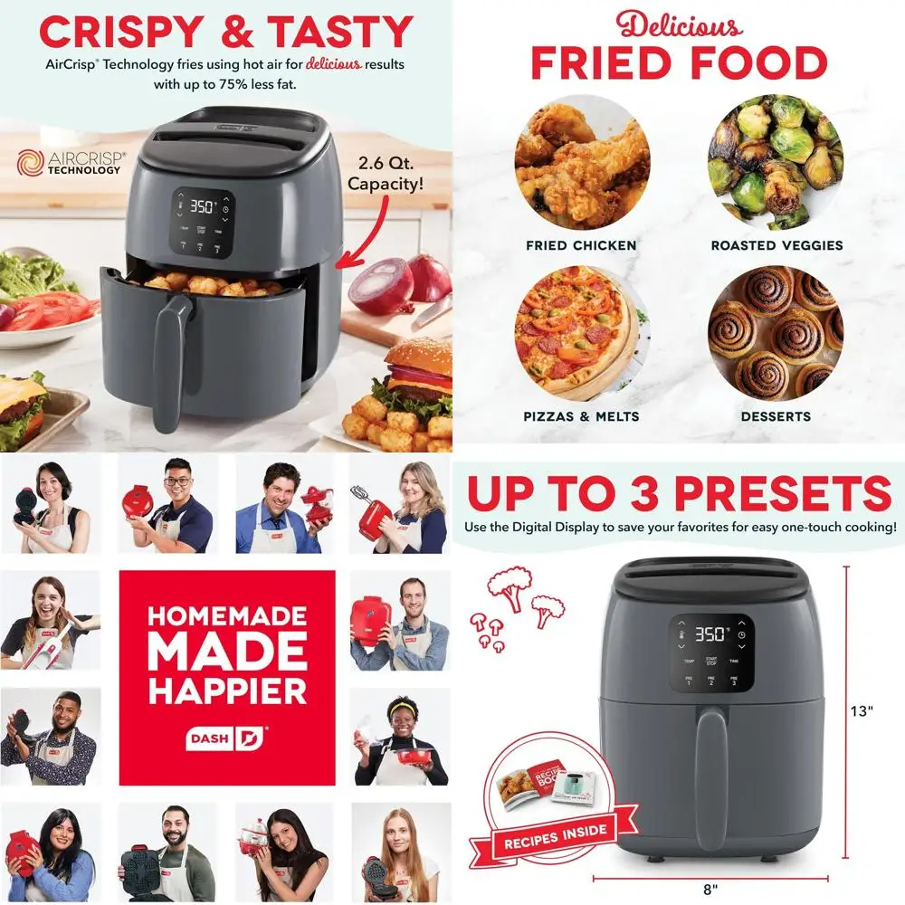 

Компактная электрическая аэрофритюрница с автоматическим отключением - идеально подходит для небольших помещений - 2,6 литра - холодный серый цвет