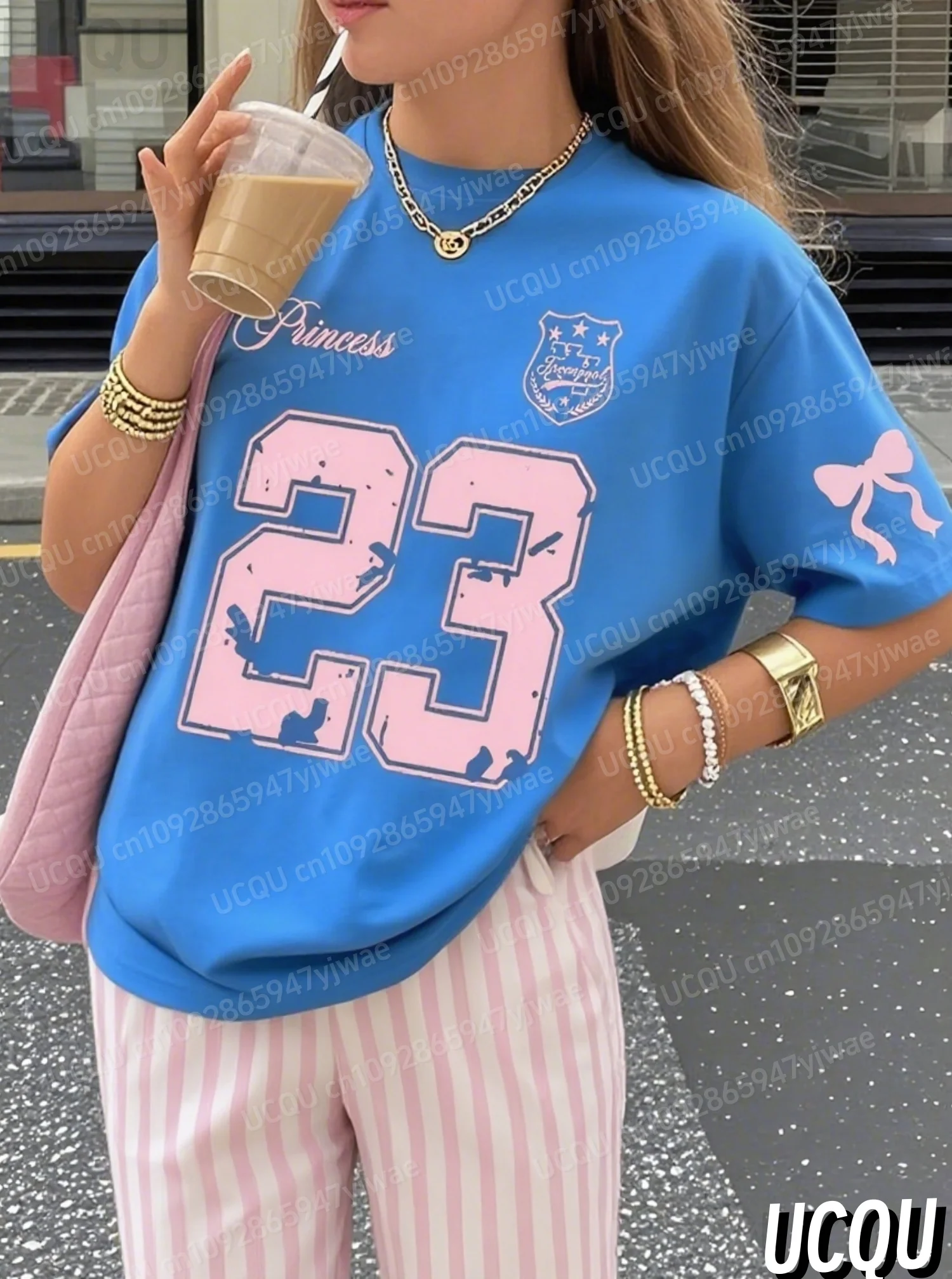 

New In Women Fashion Princess No.23 Print O-Neck Short Sleeve T-Shirt Summer Tee Baseball Jerseys Stripe Plus Size Sport T-Shirt