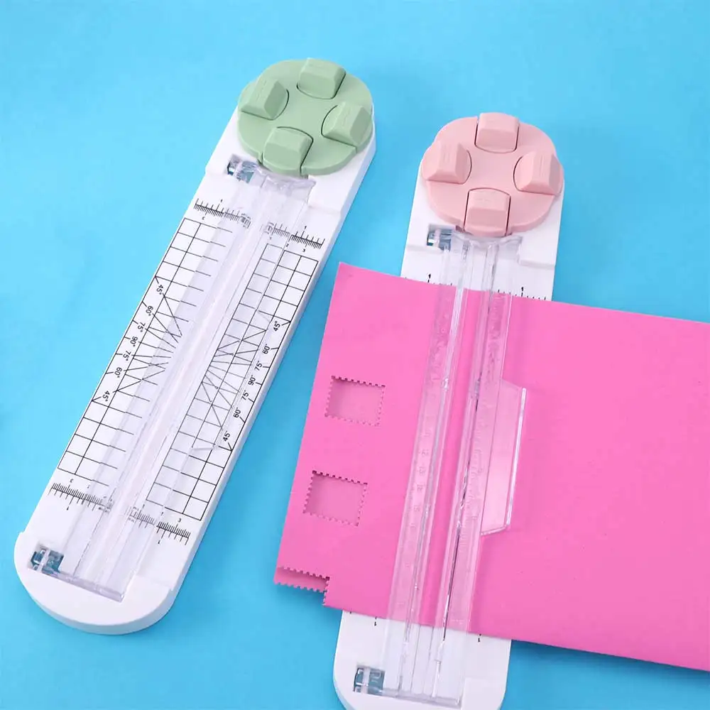 Cortador de Papel Portátil 360 Graus com Funções de Vinco, Linha Pontilhada e Ondulada, Aparador de Papel Multifuncional 4 em 1, Ferramentas de Arte para Artesanato