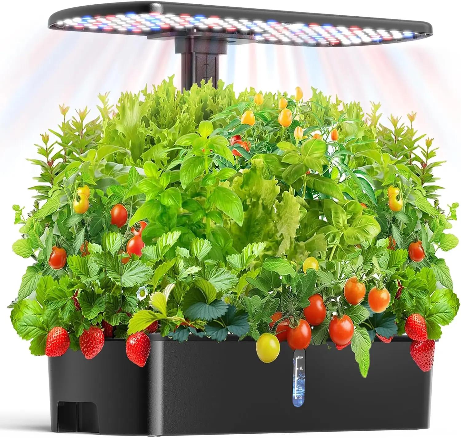 12-Pod Hydroponic Indoor Garden Kit with LED Grow Light, Adjustable Height & Auto Timer for Herbs