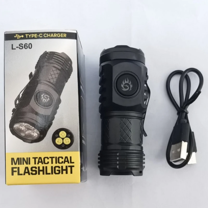 Mini Plastic LED Flashlight Universal Convenient Small Multi-functional Charging Pen Clip Three Eyes Bright Flashlight