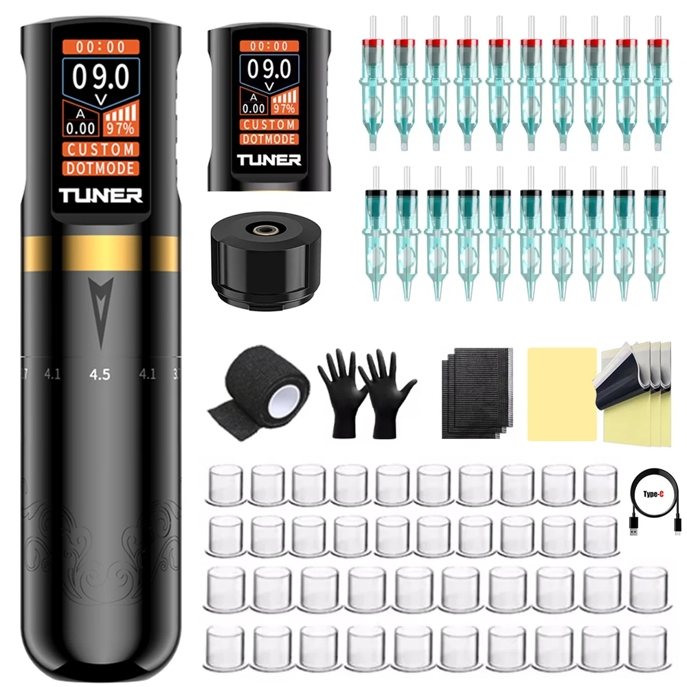 

Tattoo Kit Wireless Tattoo Pen Kit For Permanent Makeup Tattoo Machine Kit 2.5-4.5mm Stroke Adjustable Wireless Tattoo Gun Ki