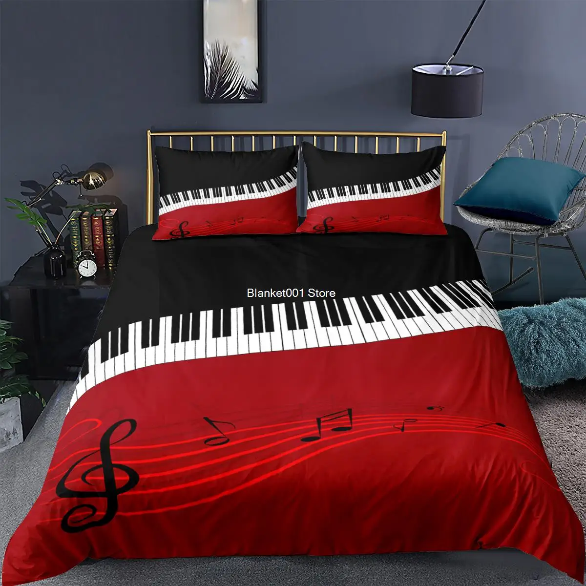 

Piano Music Note Printed Bedding Set 3D Luxury Bed Set Comforters Adults Kids Duvet Cover Pillowcase Twin Queen King size