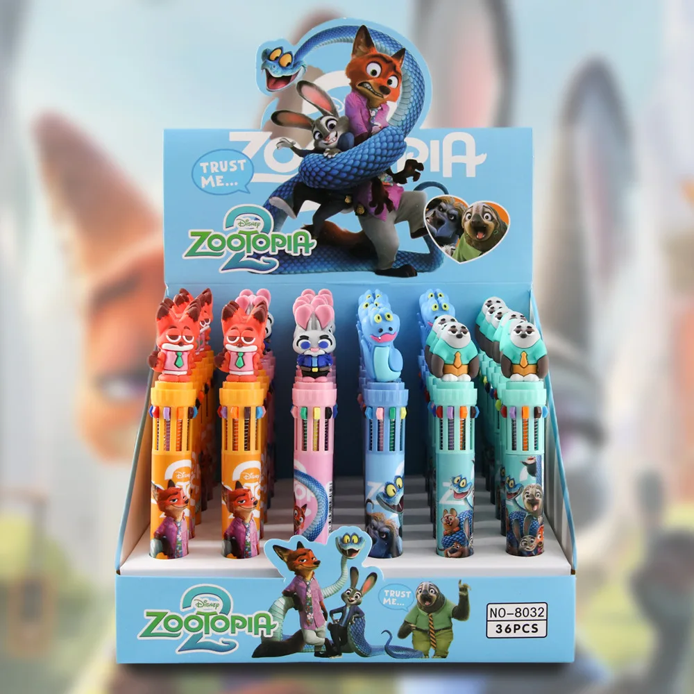 

36pcs Disney Zootopia 10-Color Ballpoint Pen Cute Cartoon Multi-Color Writing Pen Student Learning Supplies